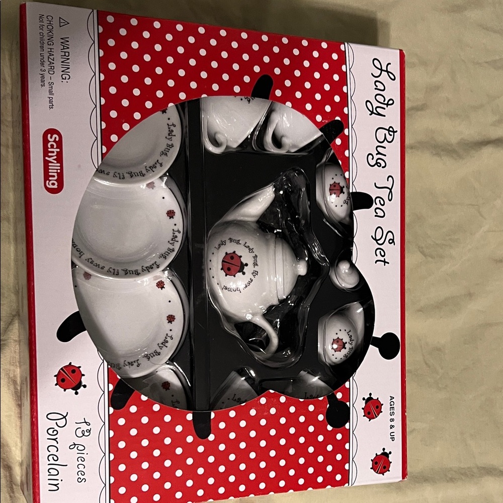 Lady Bug Porcelain Tea Set - Red & White